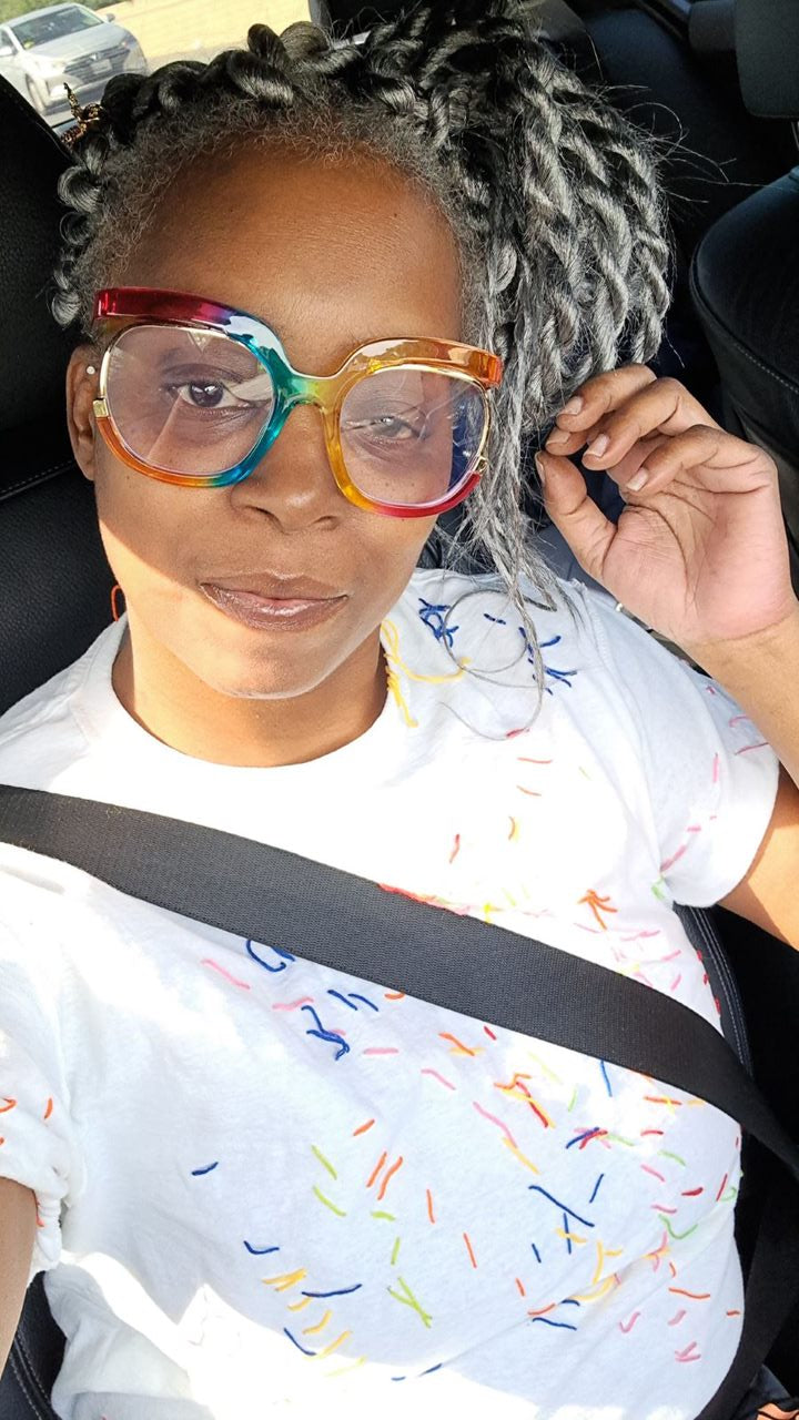 Rainbow Frame Fashion Retro Round Clear Eyeglasses