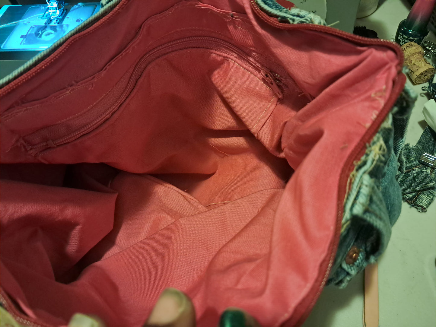 Pink studded Levi's jean purse