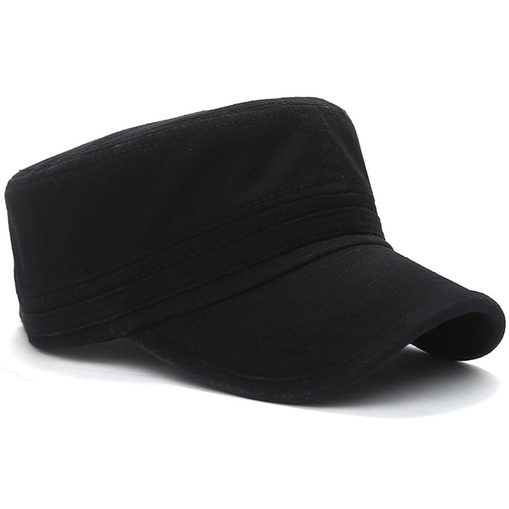 Flat Top Hat Old Washed Military Cap