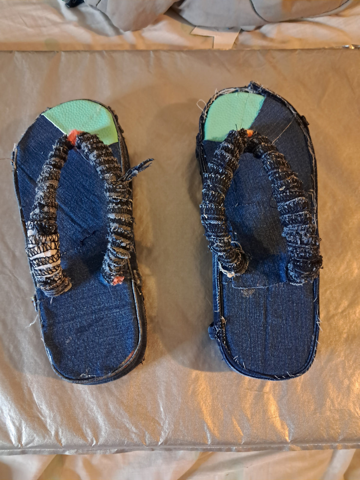 Upcycled Denim Flip Flops – Handmade Jean Sandals