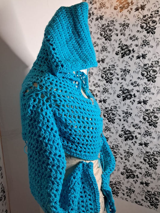 Blueberry crop crochet hooded sweater