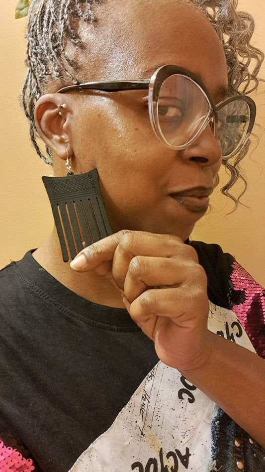Wood pick earrings