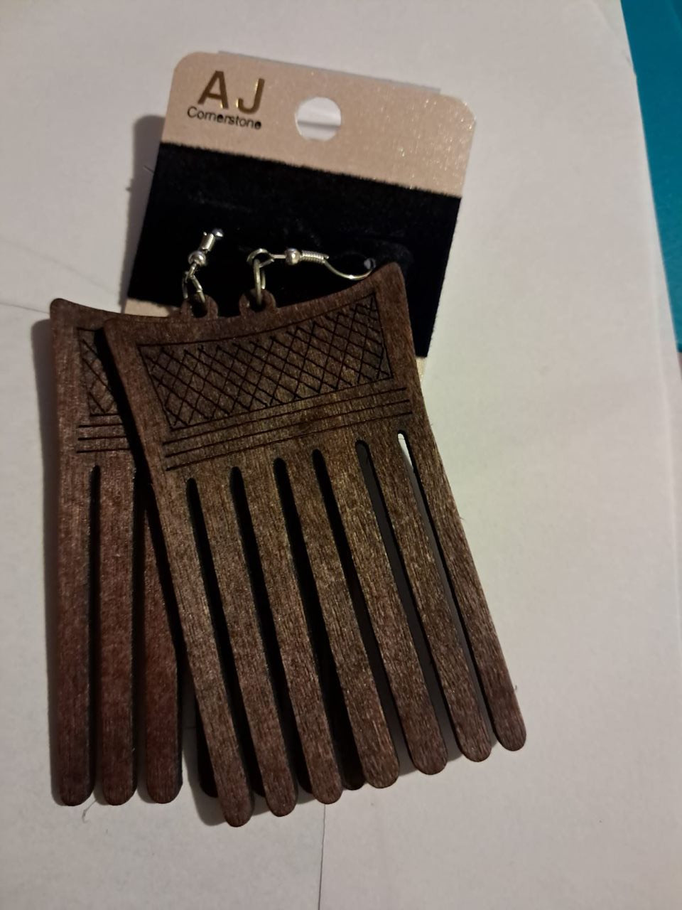 Wood pick earrings
