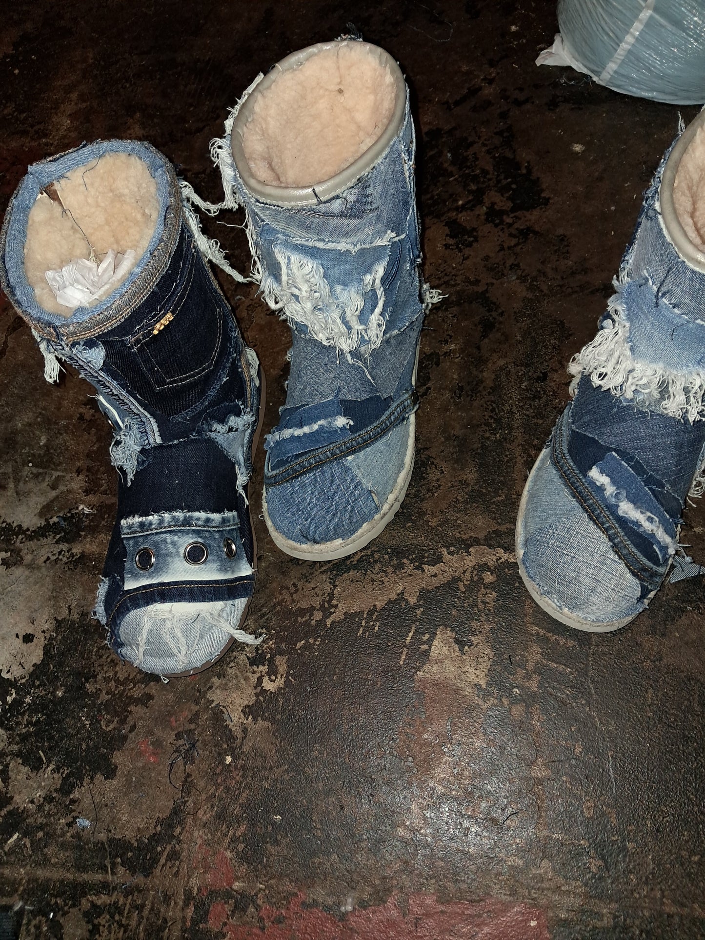 Upcycled Denim Ugg-Style Boots – Handmade Jean Boots