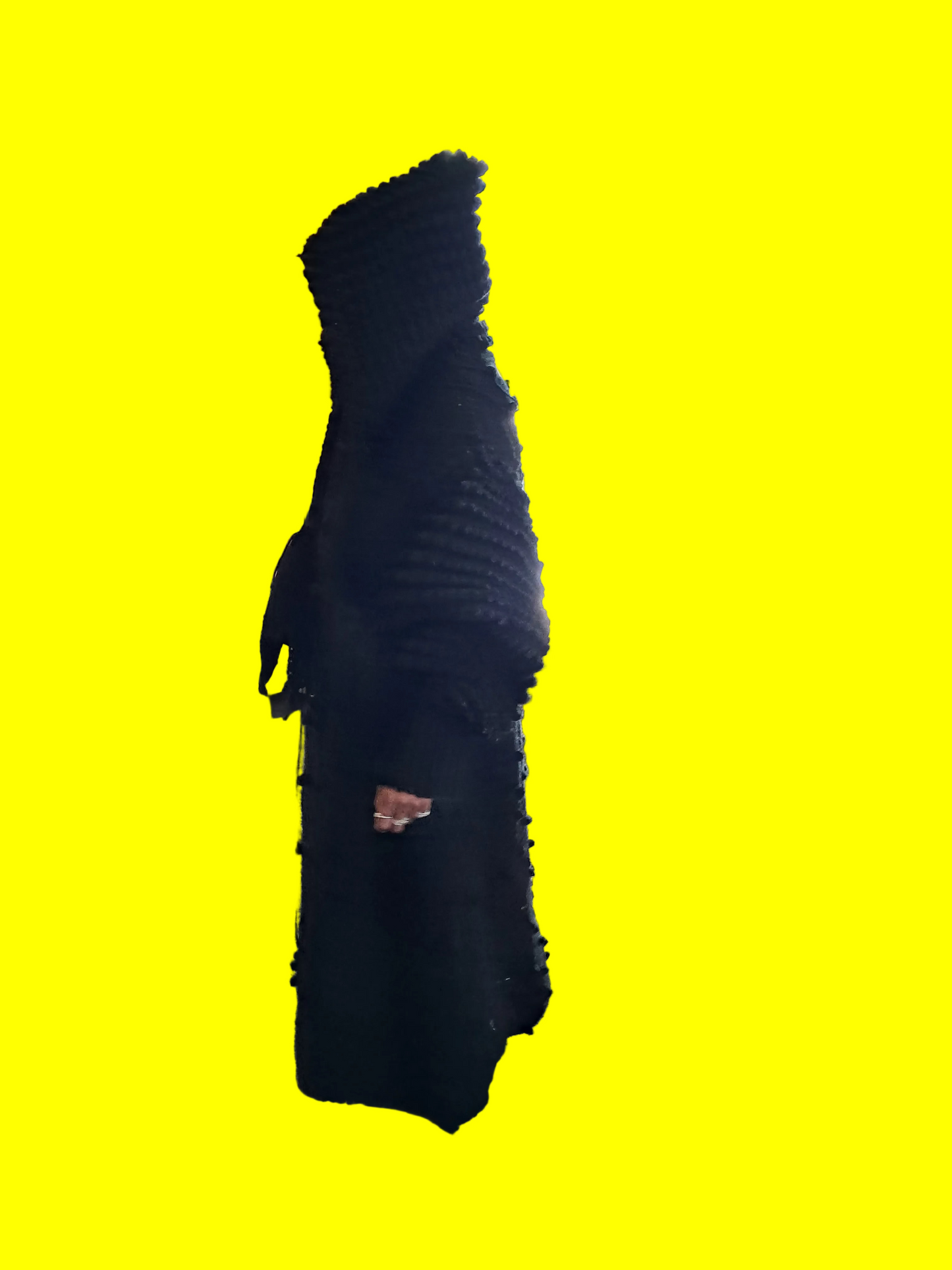Popcorn crochet hoodie sweater handmade in black long