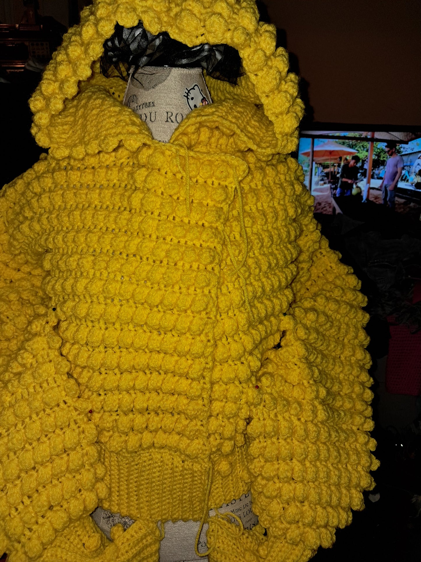 Sunshine crop hooded popcorn sweater