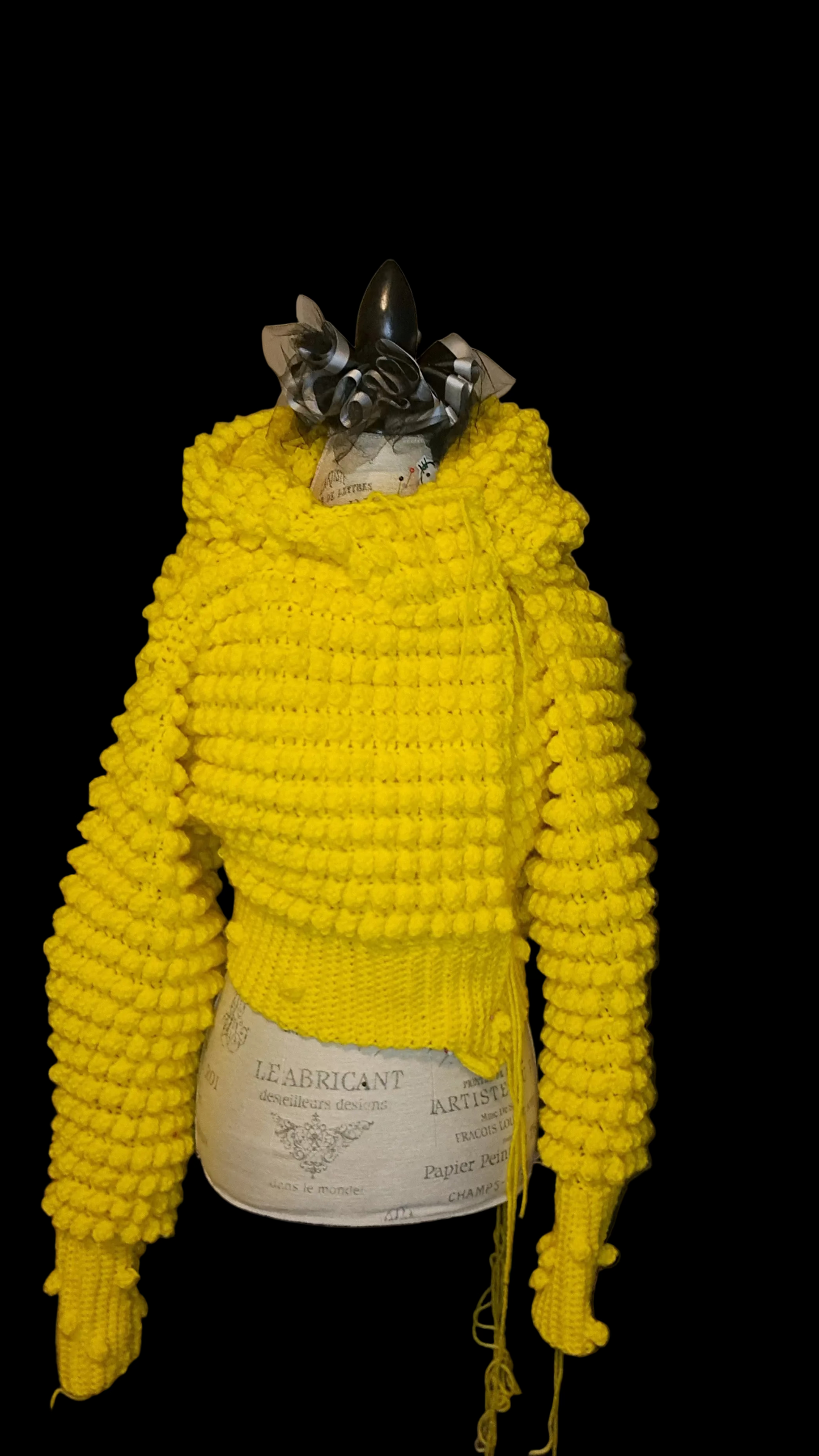 Sunshine crop hooded popcorn sweater