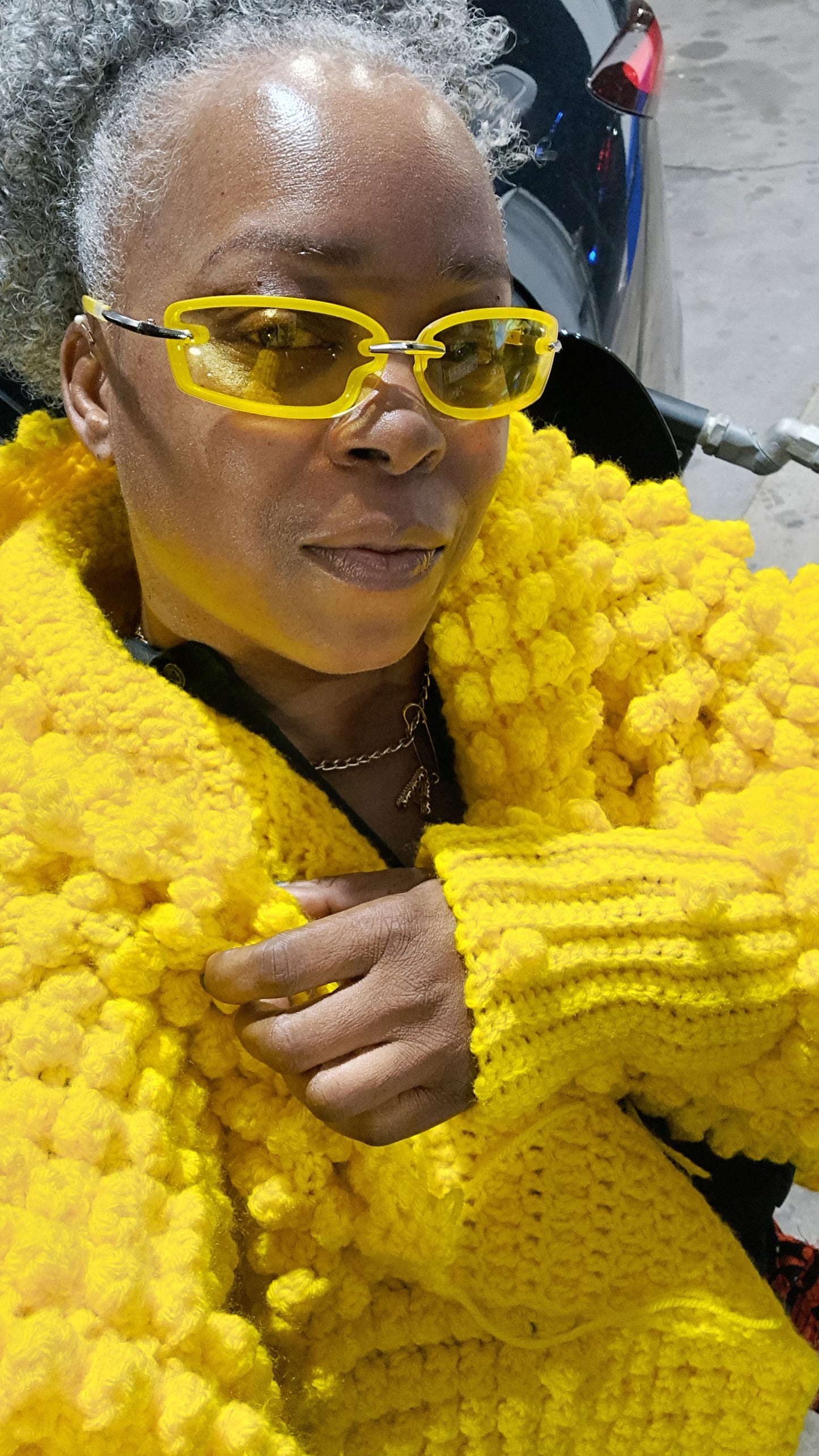 Sunshine crop hooded popcorn sweater