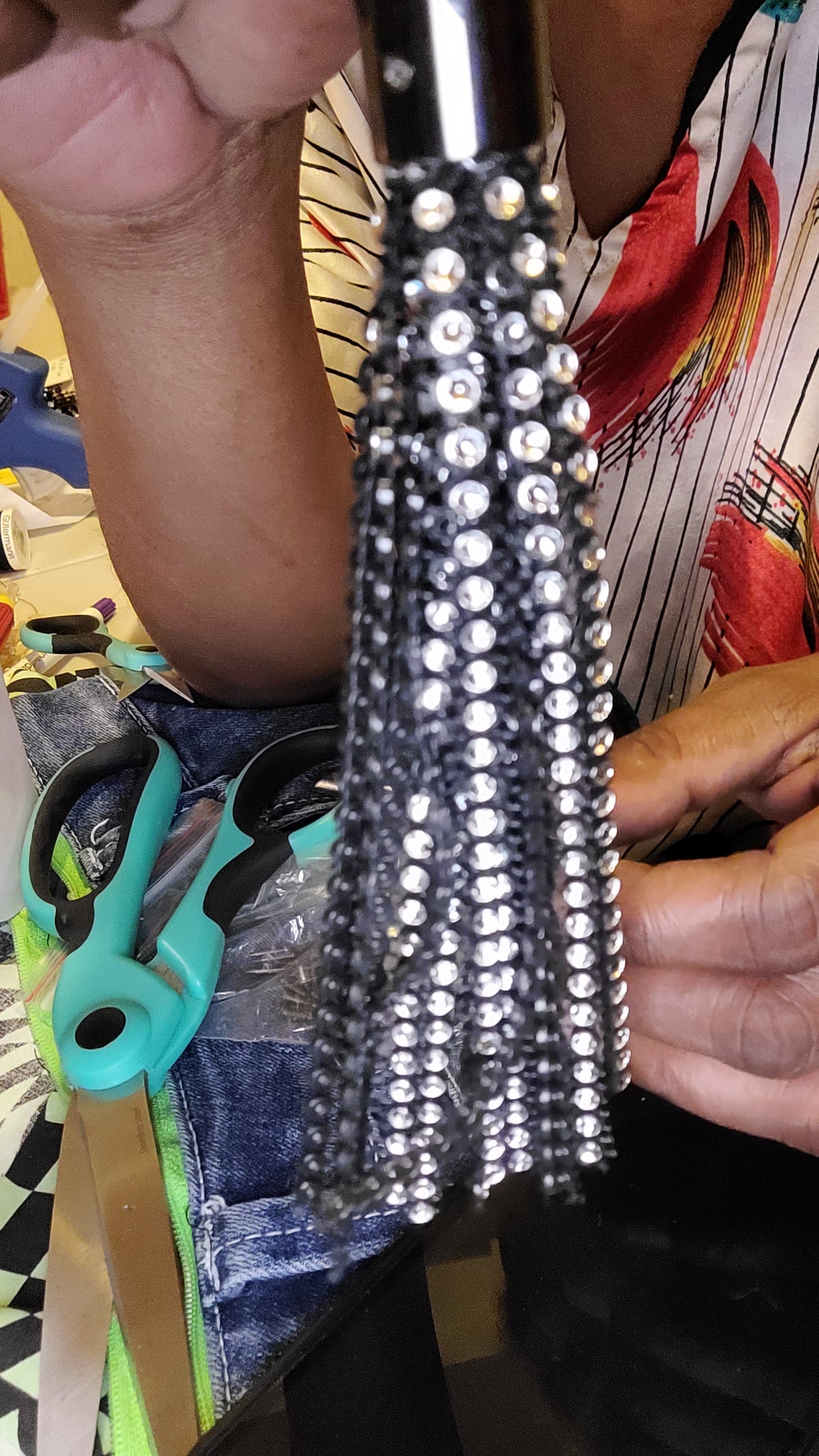 Beaded fringe jean purse