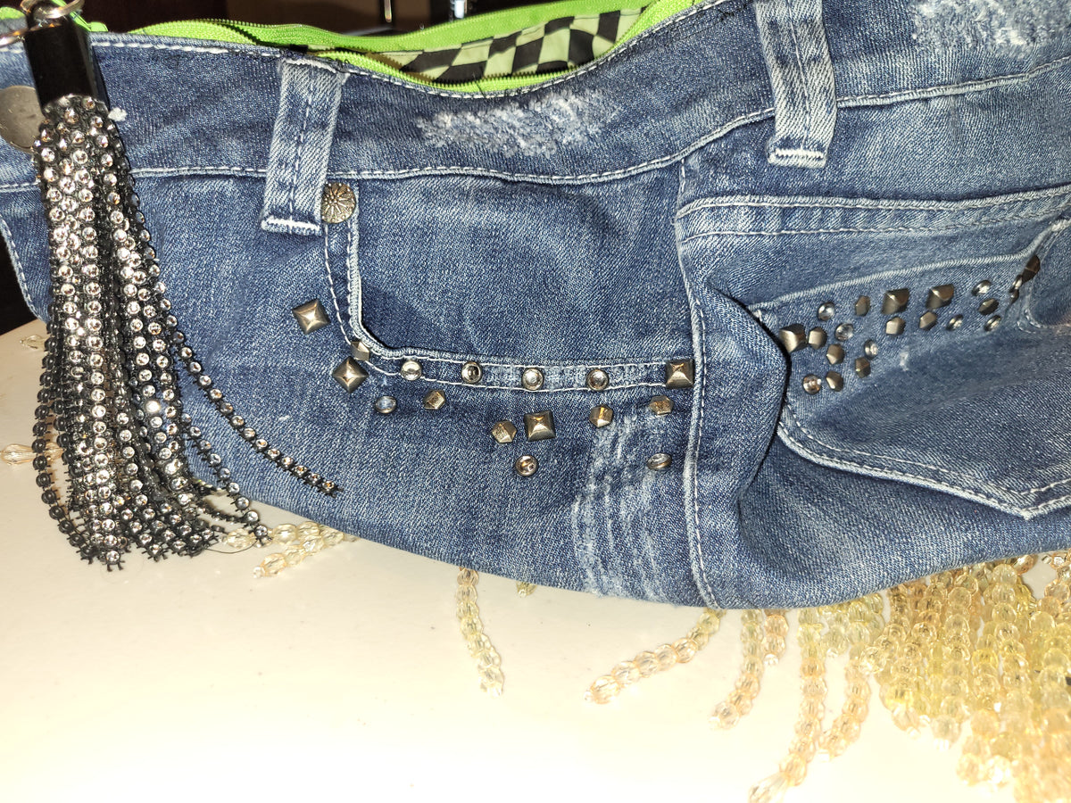 Beaded fringe jean purse