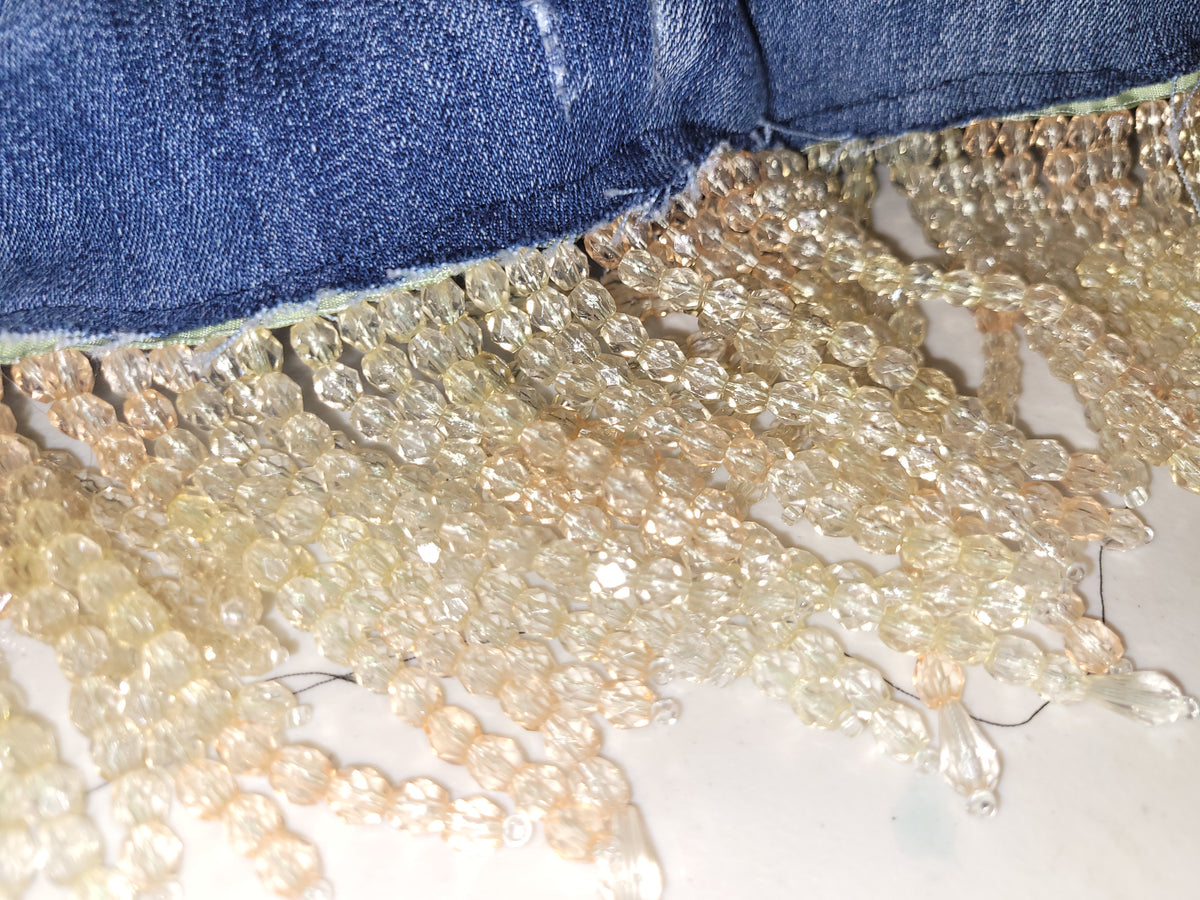 Beaded fringe jean purse