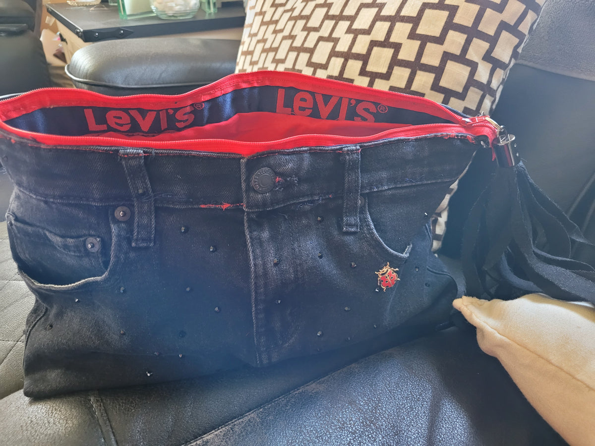 Red and black Jean purse Levis
