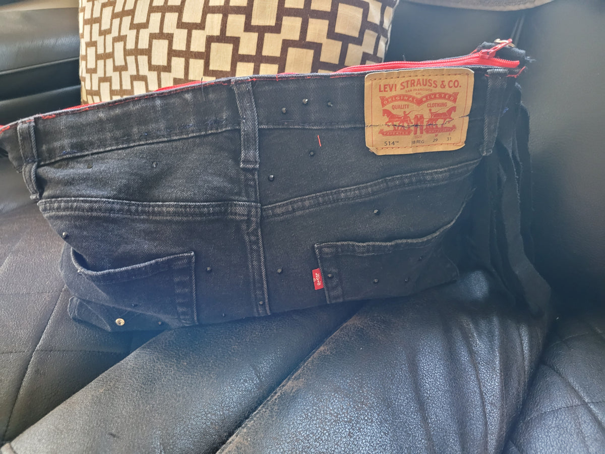 Red and black Jean purse Levis