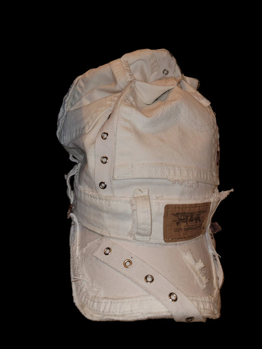 Handmade Levi's Denim Hat with 4 Pockets – Upcycled Jean Cap