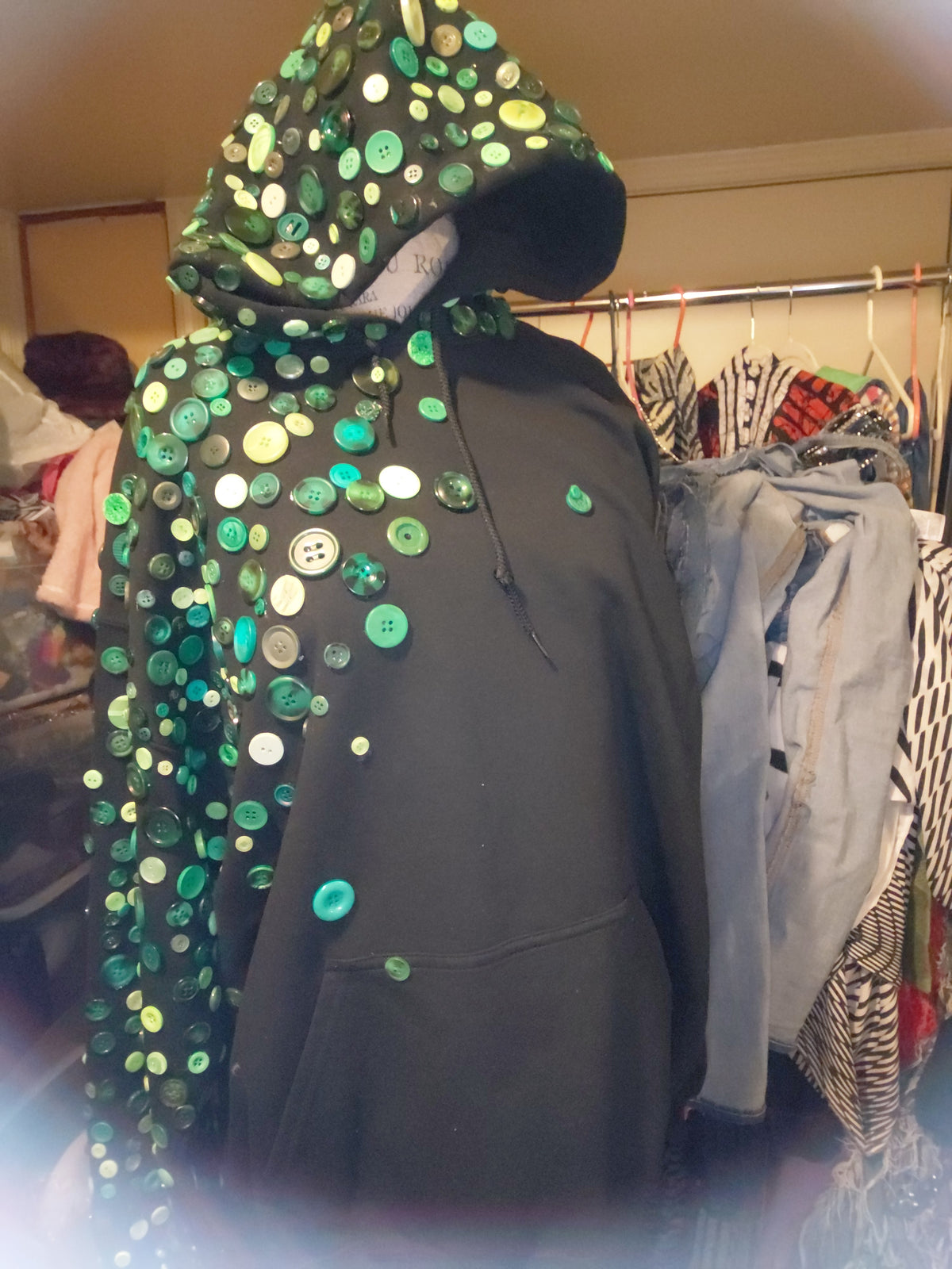 All button up in green hoodie