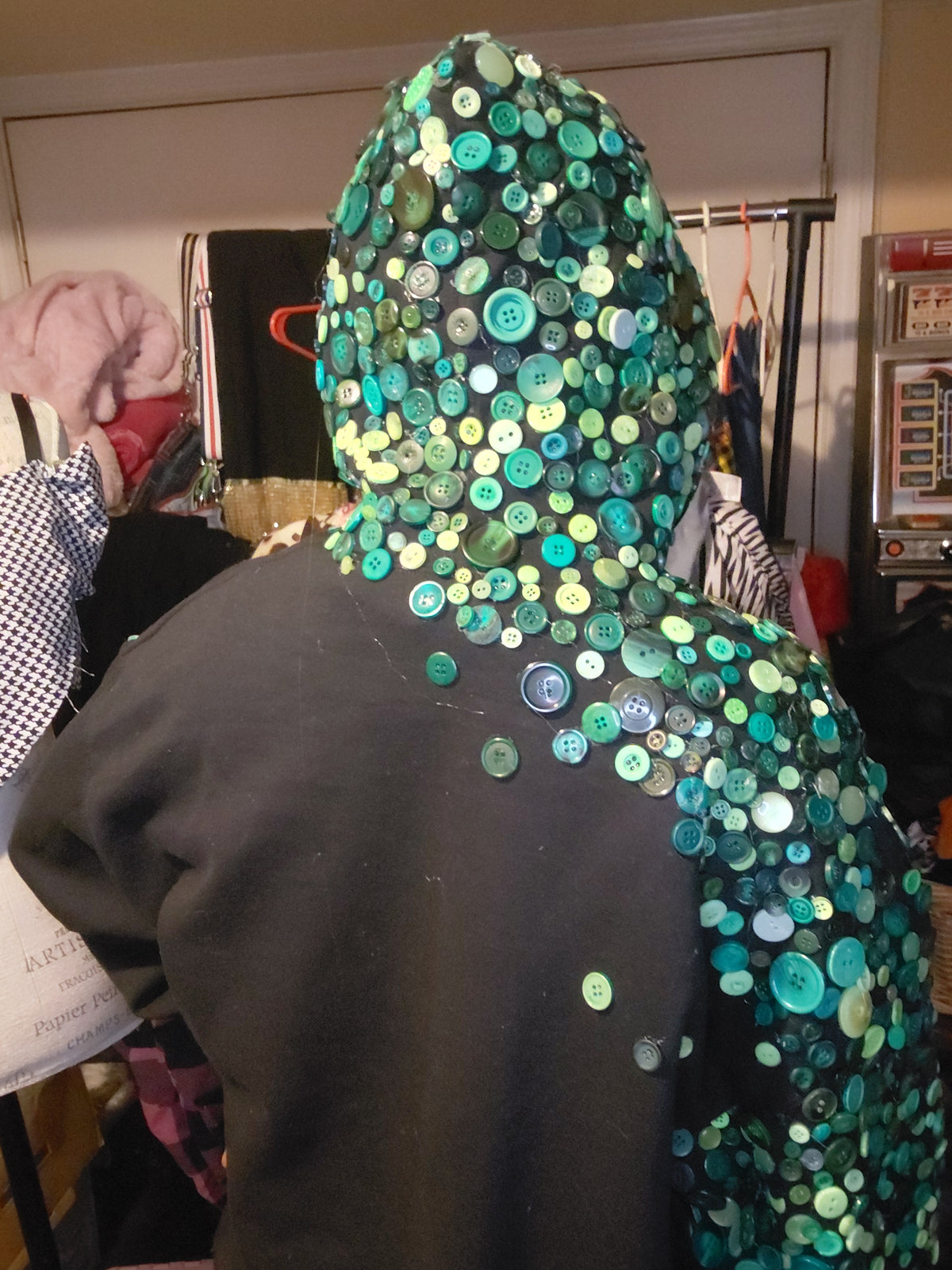 All button up in green hoodie