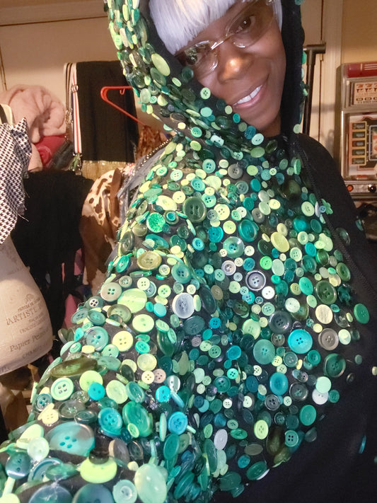All button up in green hoodie