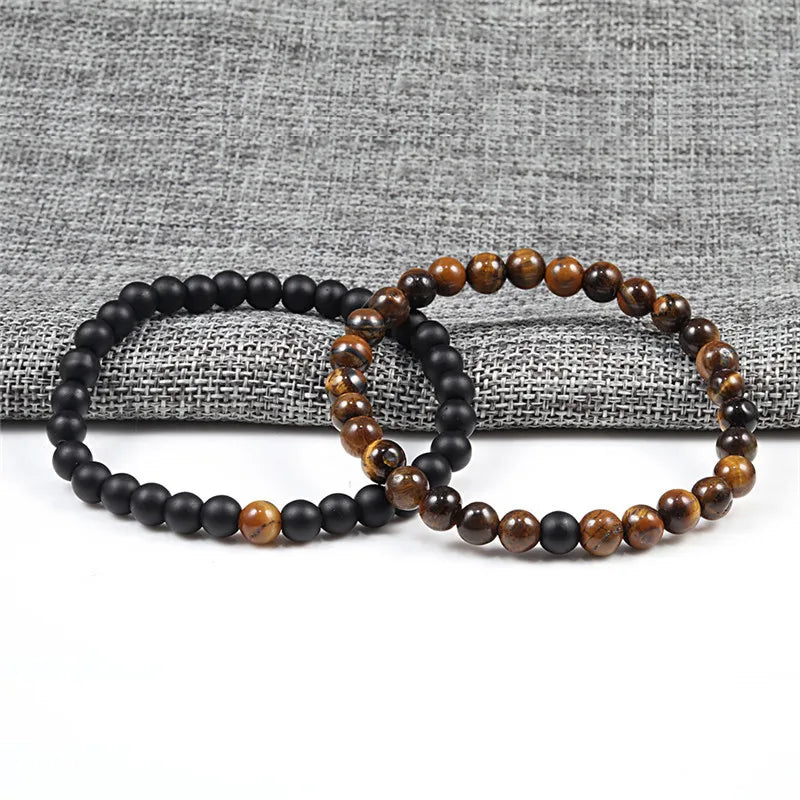 Beaded Bracelets Tiger Eye Black Lava Jewelry