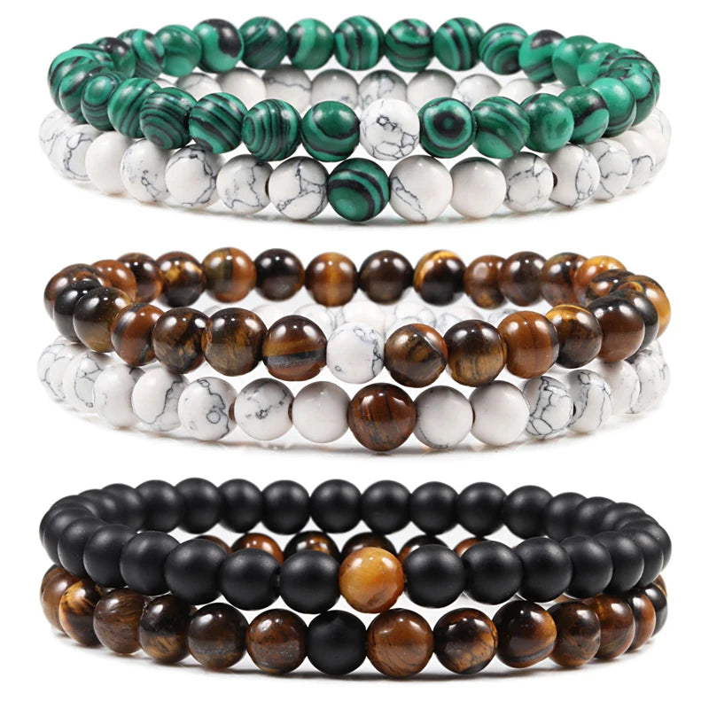 Beaded Bracelets Tiger Eye Black Lava Jewelry