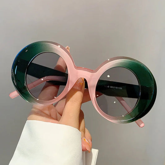 Punk Double Color Shades Vintage Oval Eyewear
