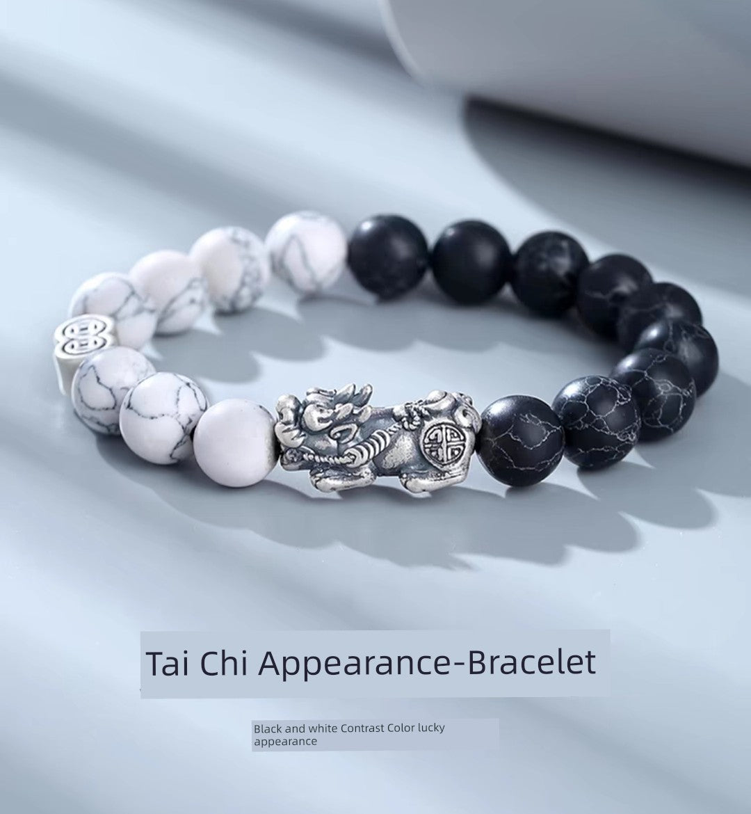 Sterling Silver Fancy Transfer Beads Men Pi Xiu Bracelet
