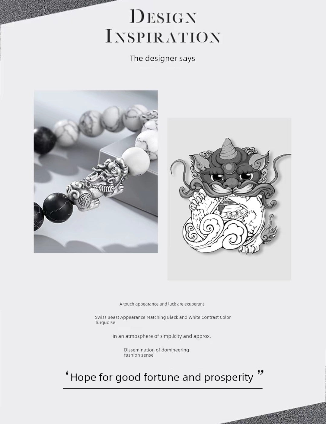 Sterling Silver Fancy Transfer Beads Men Pi Xiu Bracelet