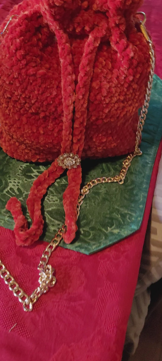 Fuzzy drawstring crochet