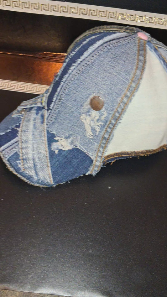 Upcycled Denim Jean Cap – One-of-a-Kind Handmade Hat