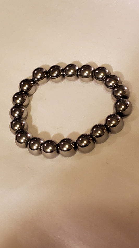 Silver hematite stretchy bracelet