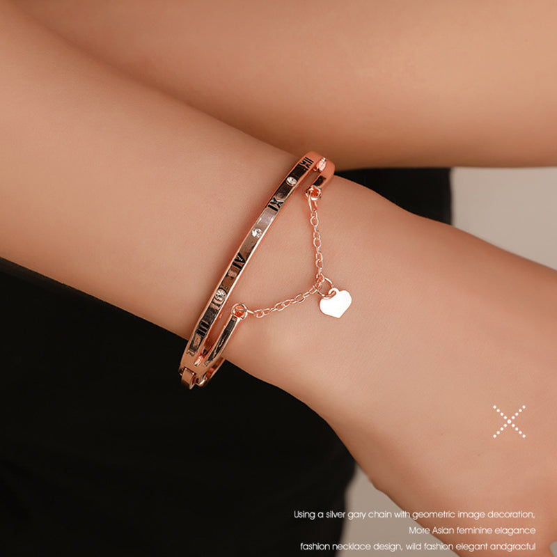 Rose Gold Stainless Steel Bracelets Heart