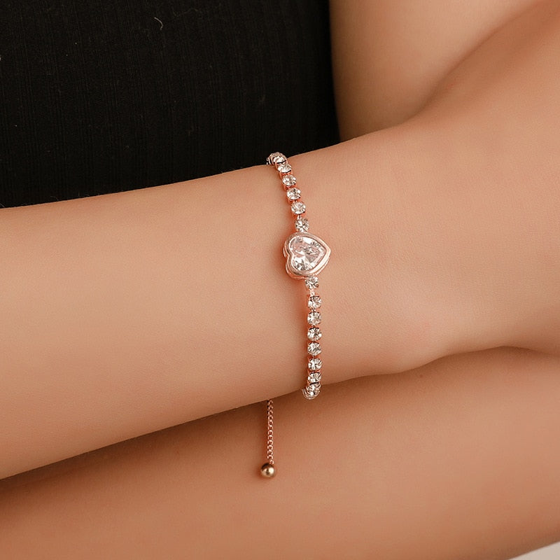 Rose Gold Stainless Steel Bracelets Heart