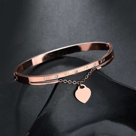 Rose Gold Stainless Steel Bracelets Heart