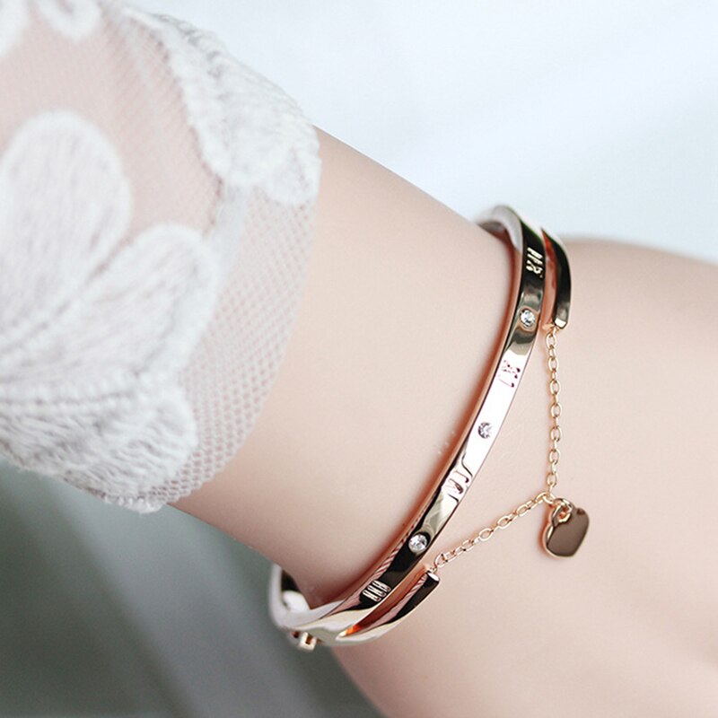 Rose Gold Stainless Steel Bracelets Heart
