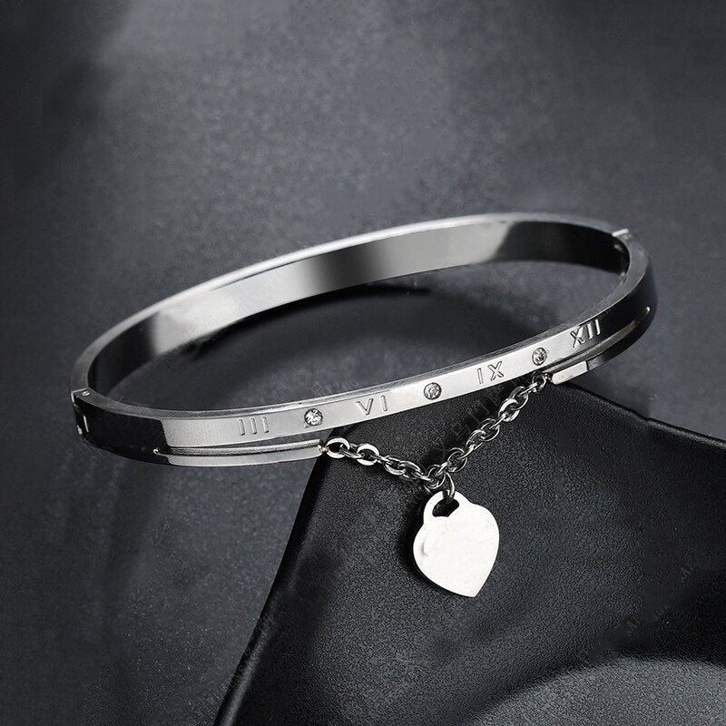 Rose Gold Stainless Steel Bracelets Heart