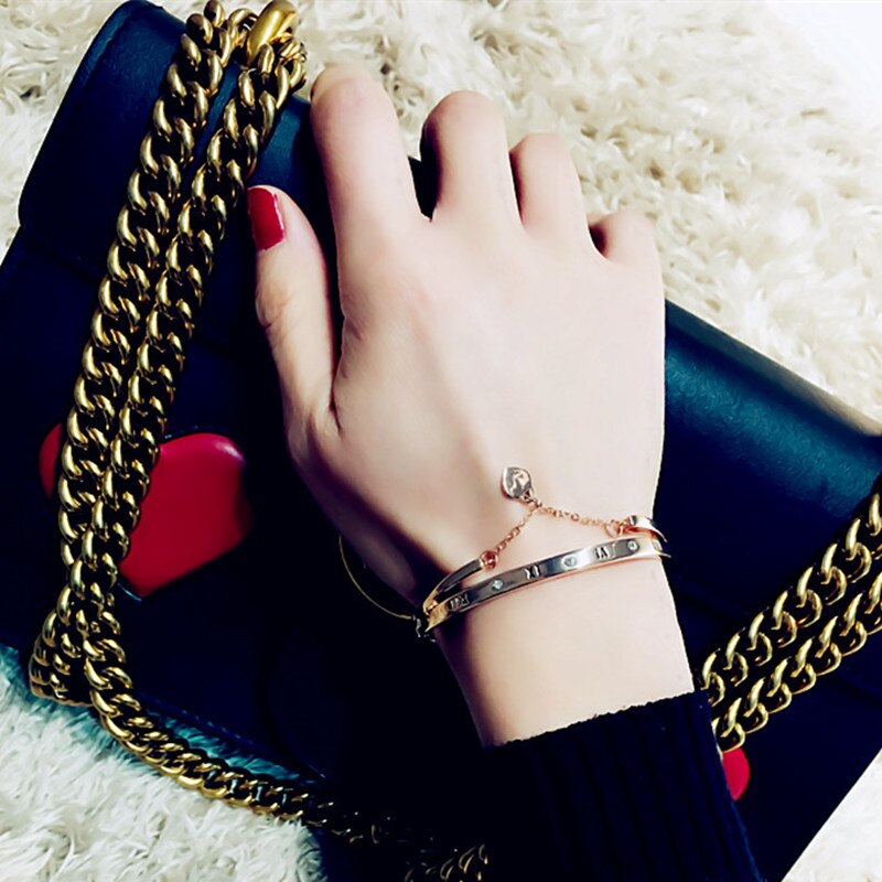 Rose Gold Stainless Steel Bracelets Heart