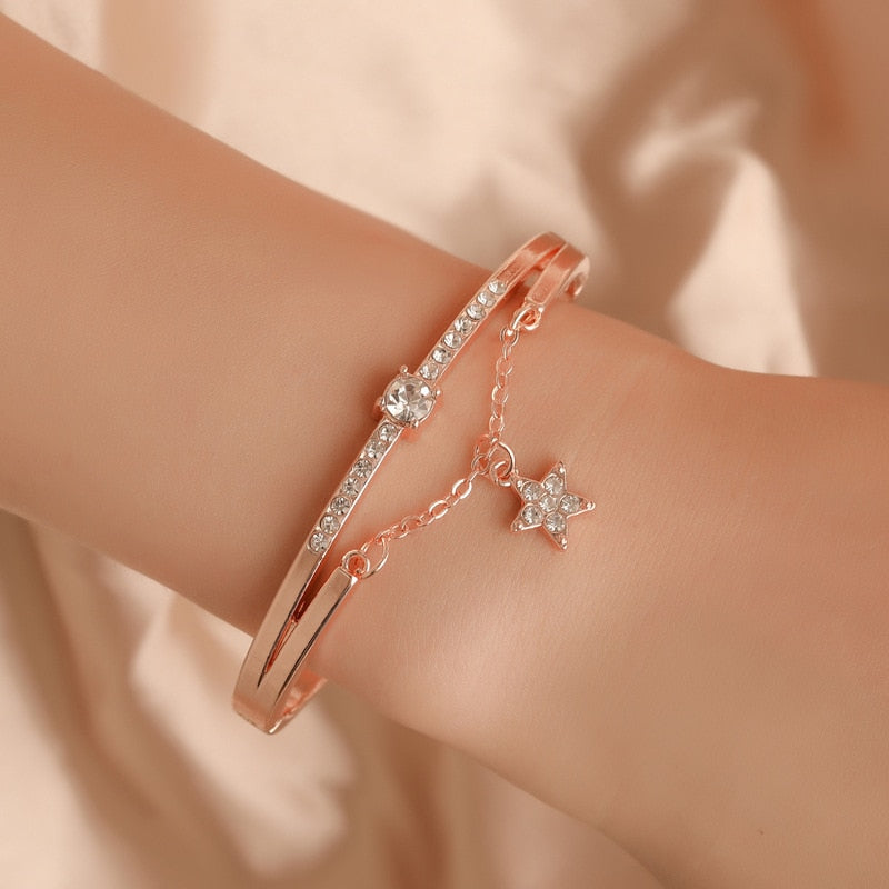 Rose Gold Stainless Steel Bracelets Heart