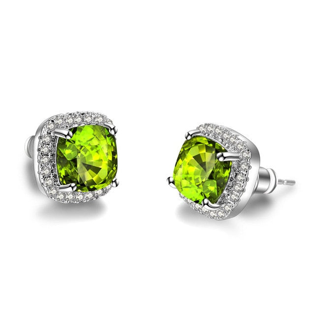Crystal gemmarble EarringsSterling Silver