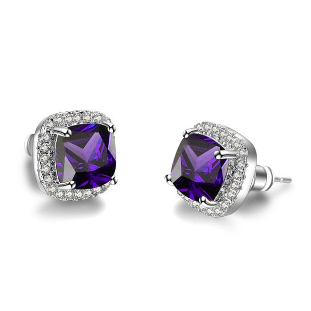 Crystal gemmarble EarringsSterling Silver