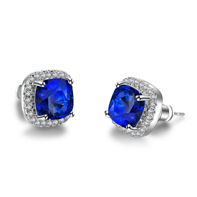 Crystal gemmarble EarringsSterling Silver