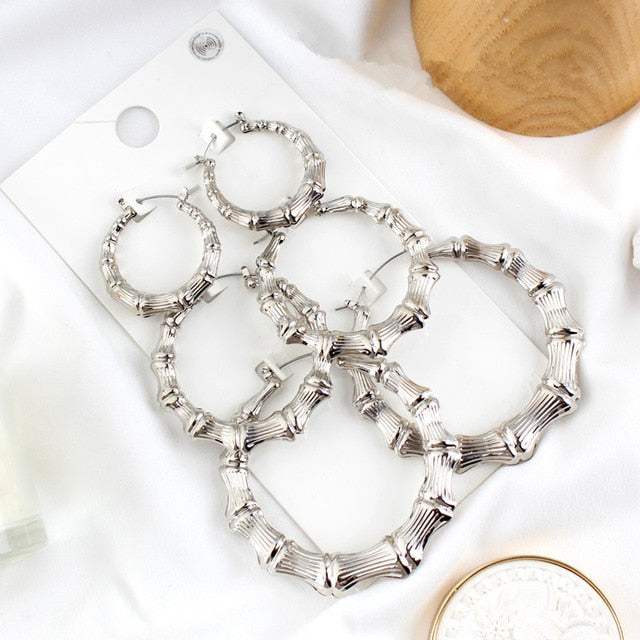 Big Bamboo Circle Hoop Earrings