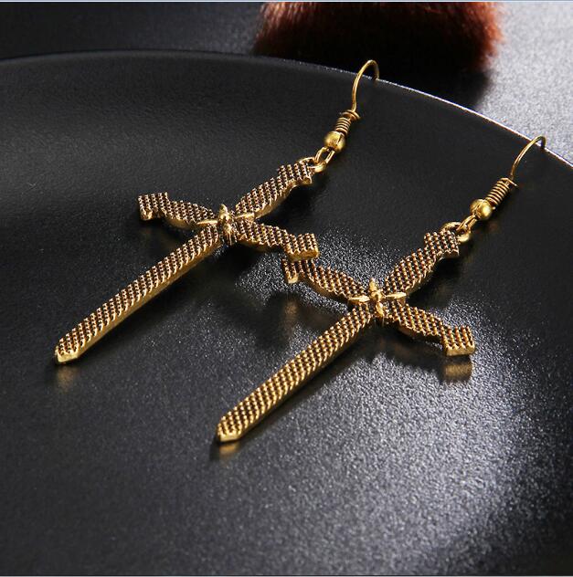 Cross Drop Earrings Long Earrings