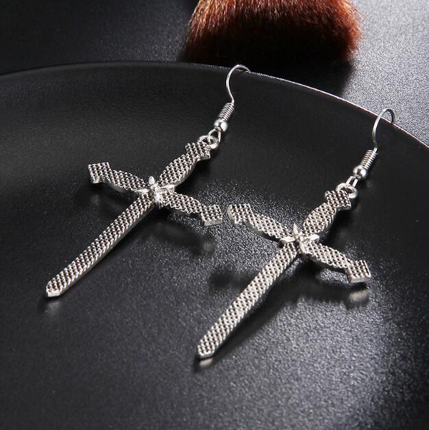 Cross Drop Earrings Long Earrings